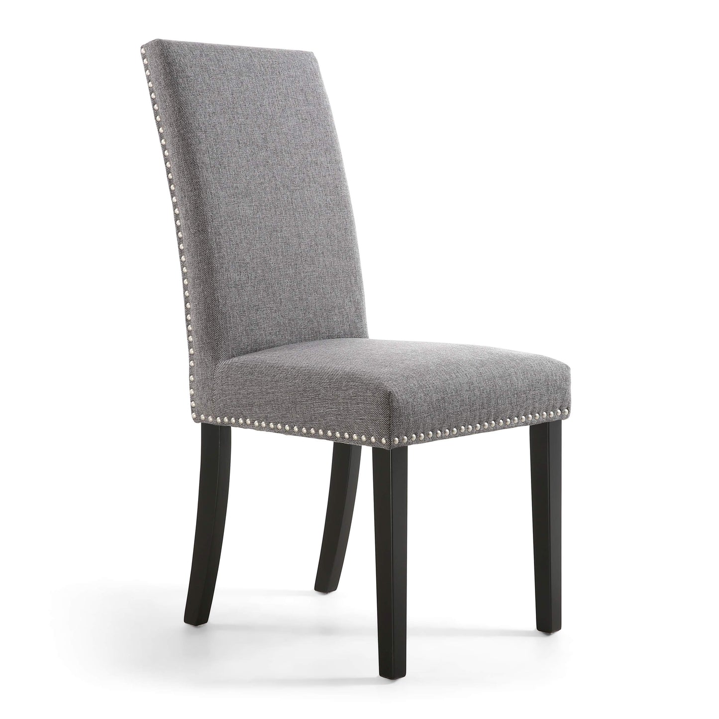 Reed Grey Linen Effect Studded Dining Chair - Set of 2