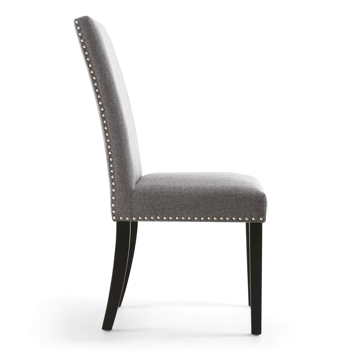 Reed Grey Linen Effect Studded Dining Chair - Set of 2