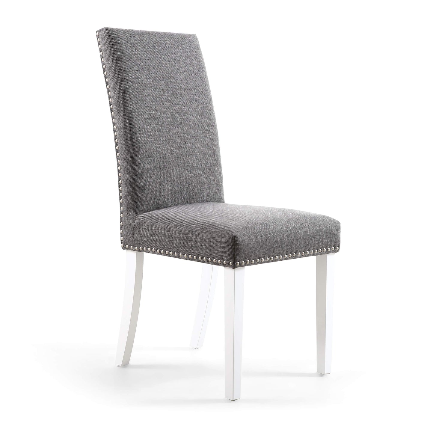 Reed Grey Linen Effect Studded Dining Chair - Set of 2