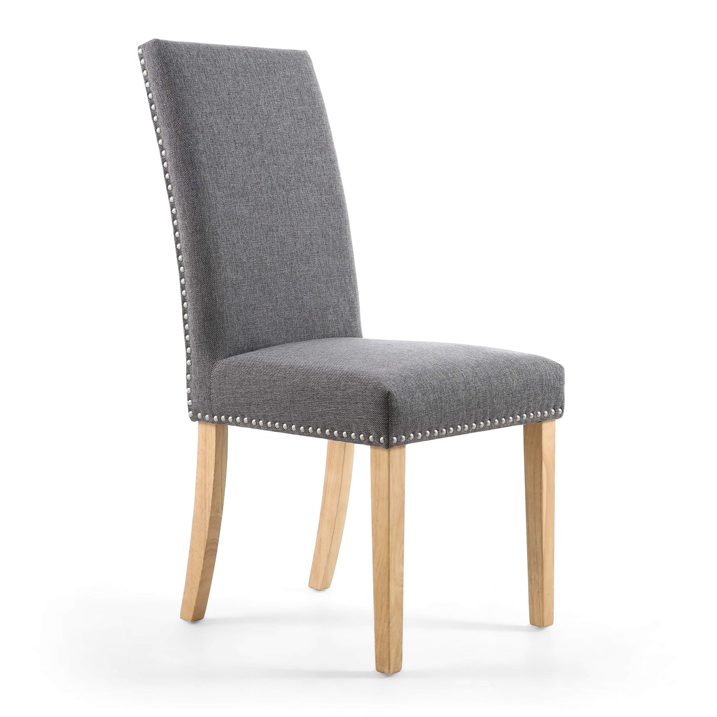 Reed Grey Linen Effect Studded Dining Chair - Set of 2