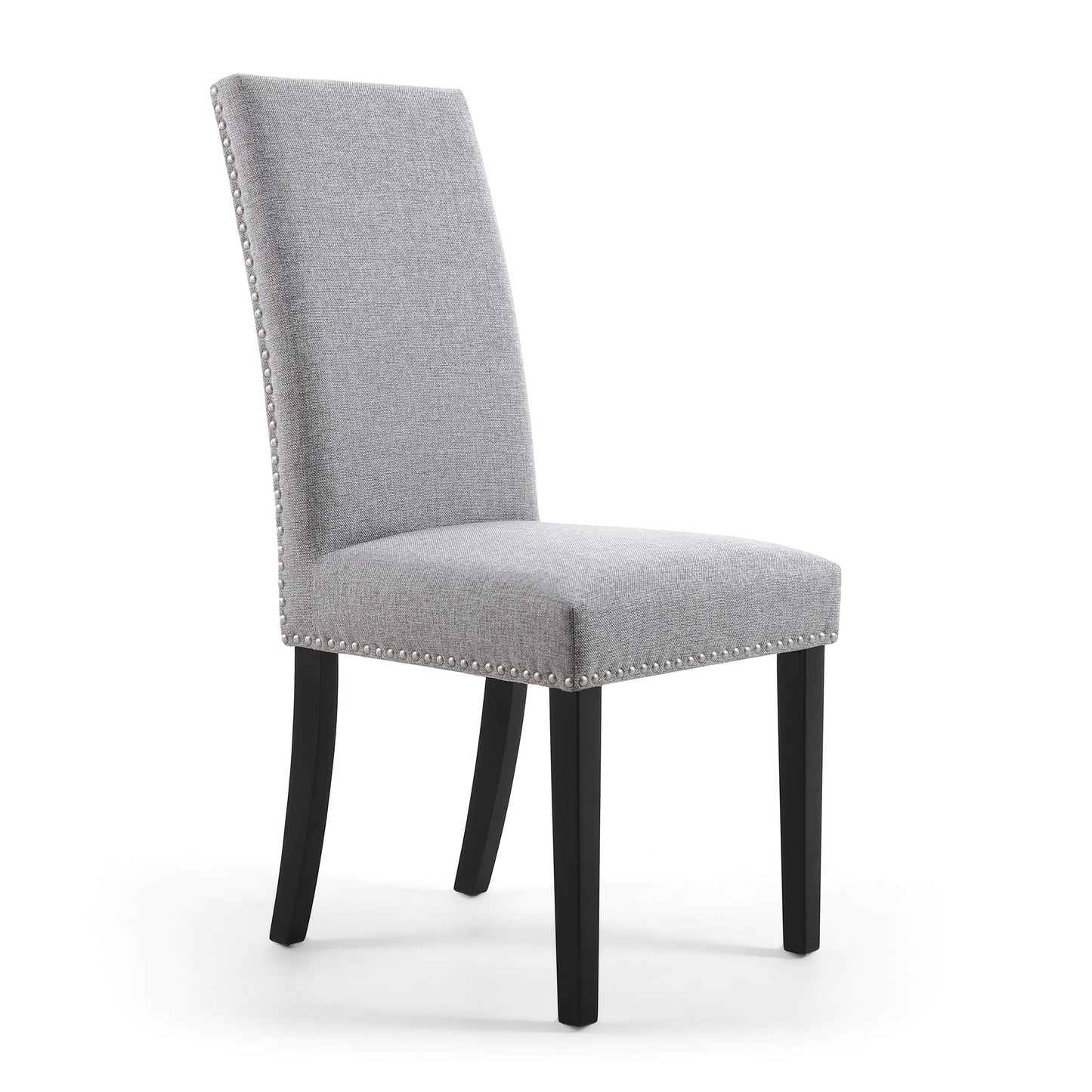 Reed Grey Linen Effect Studded Dining Chair - Set of 2