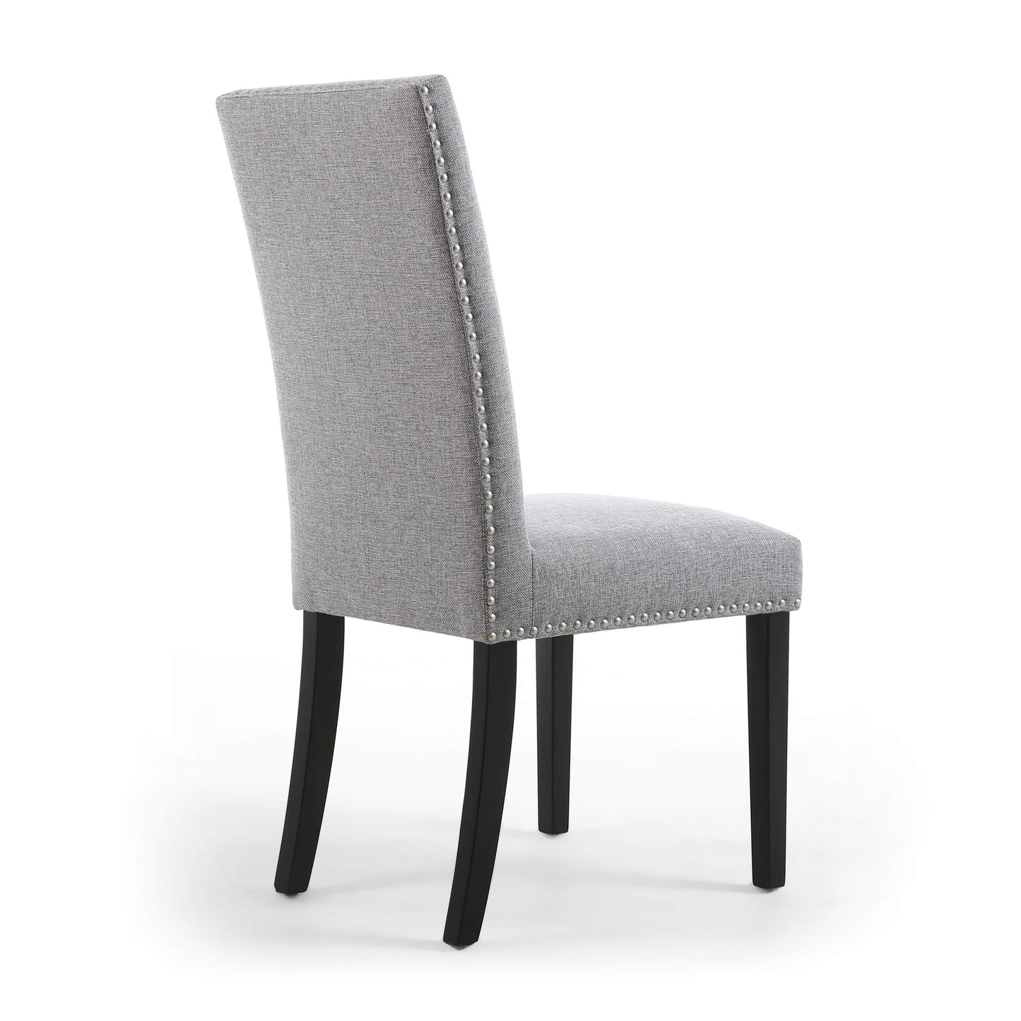 Reed Grey Linen Effect Studded Dining Chair - Set of 2