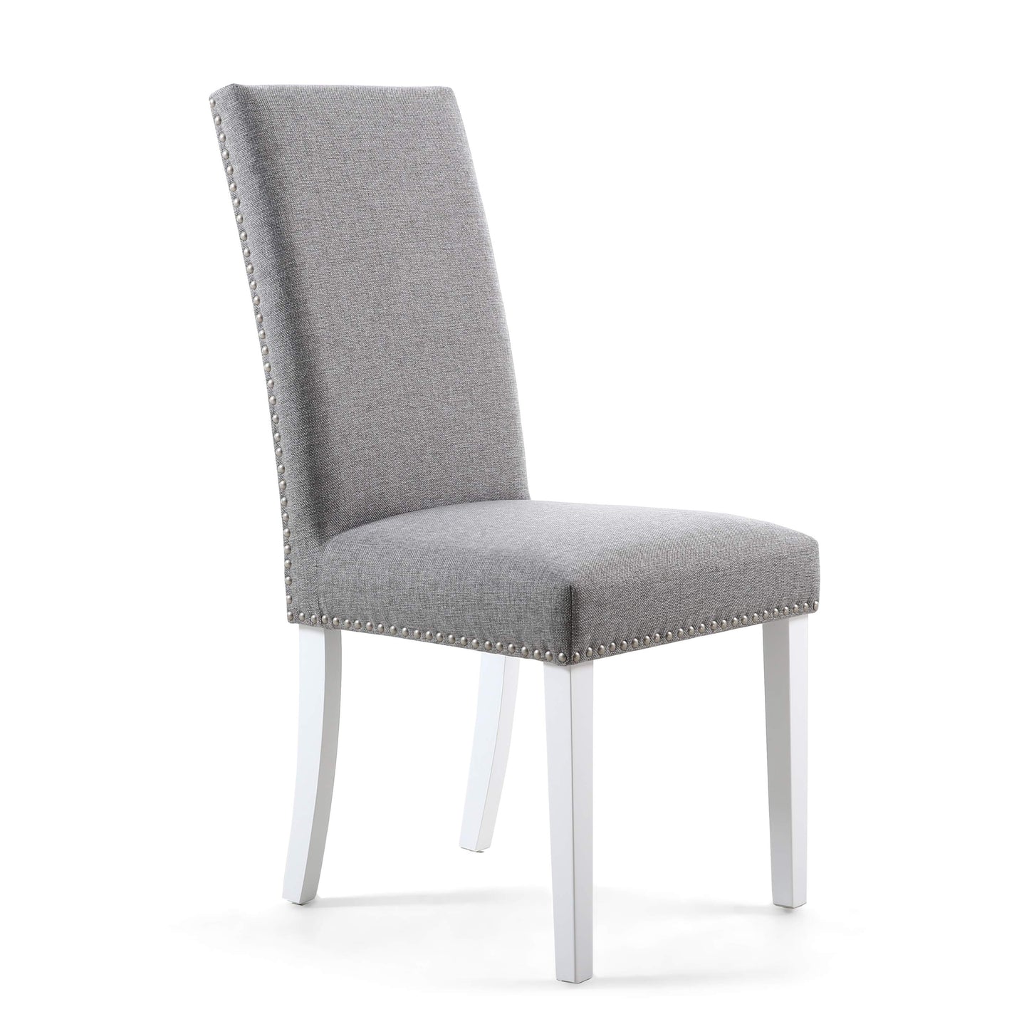 Reed Grey Linen Effect Studded Dining Chair - Set of 2