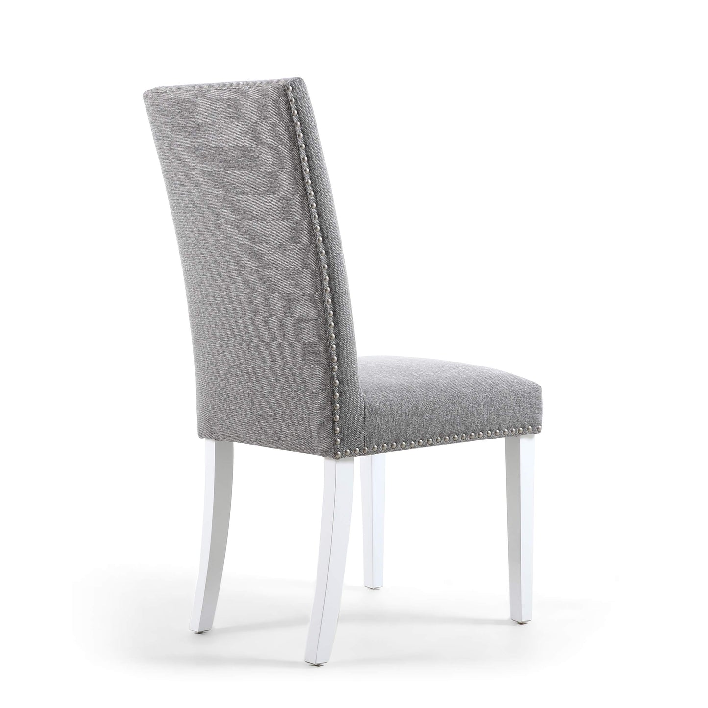 Reed Grey Linen Effect Studded Dining Chair - Set of 2