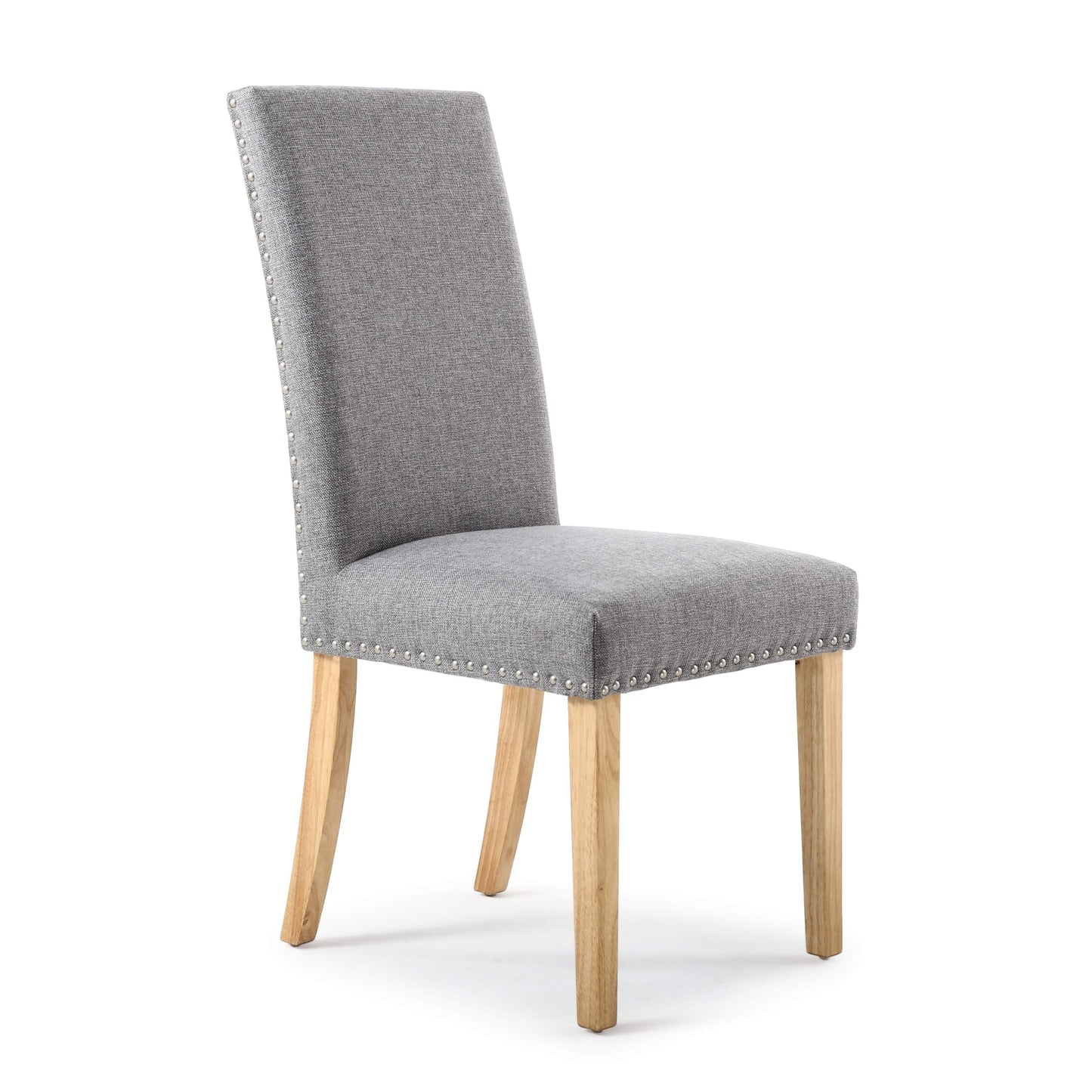 Reed Grey Linen Effect Studded Dining Chair - Set of 2
