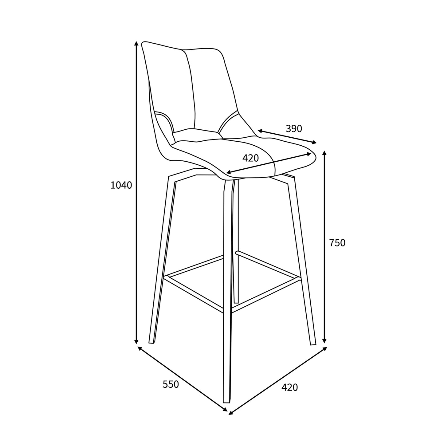 Marlow Bar Stool – Swivel Leather Effect Seat with Tripod Legs