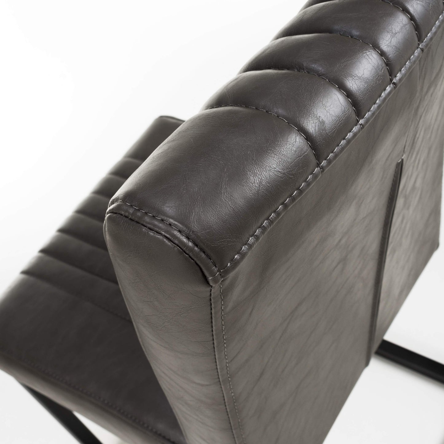 Pair of Arthur Dining Chairs – Grey Leather Effect & Cantilever Legs