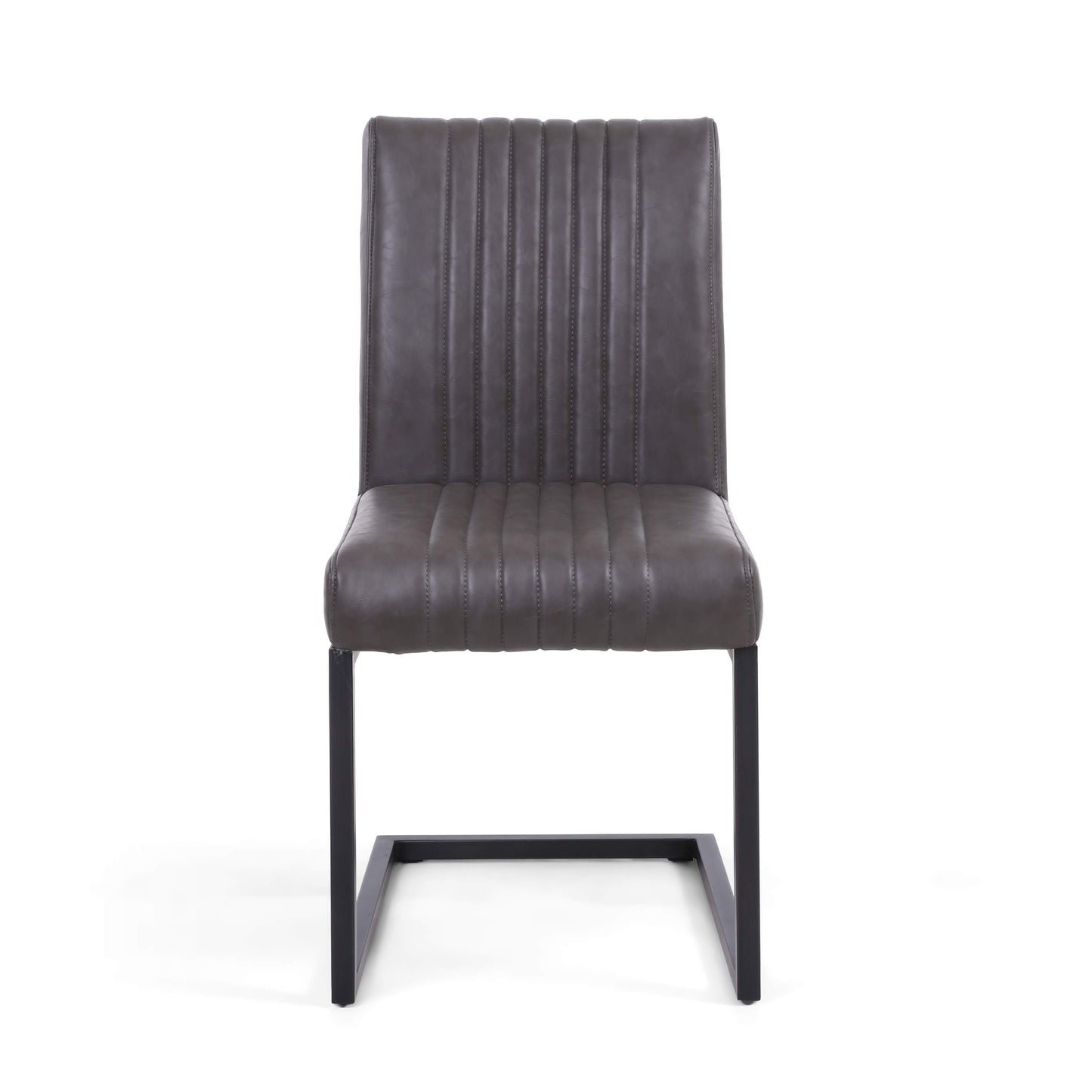 Pair of Arthur Dining Chairs – Grey Leather Effect & Cantilever Legs
