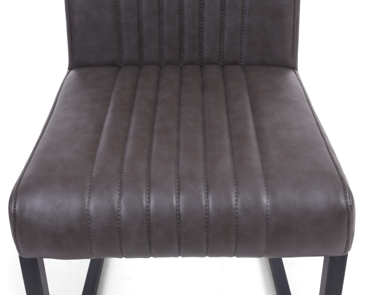 Pair of Arthur Dining Chairs – Grey Leather Effect & Cantilever Legs