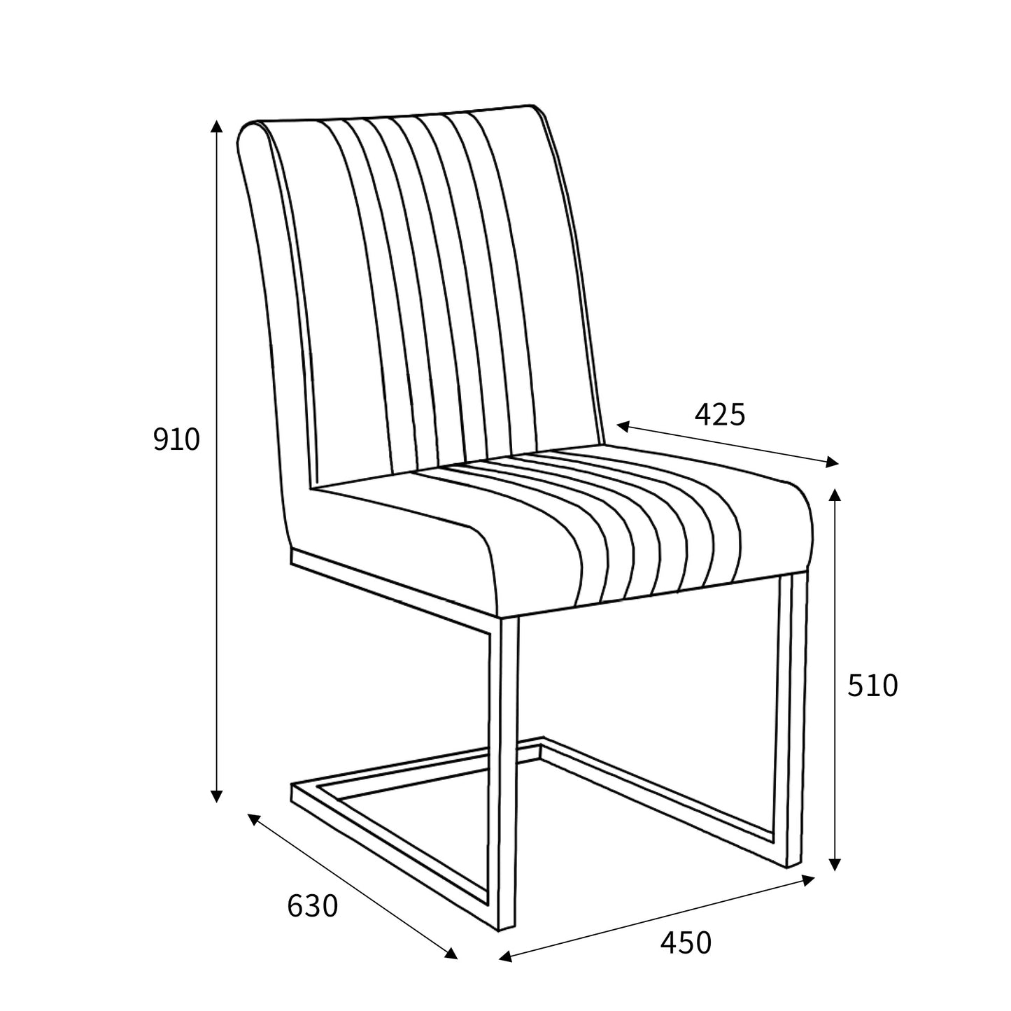 Pair of Arthur Dining Chairs – Grey Leather Effect & Cantilever Legs