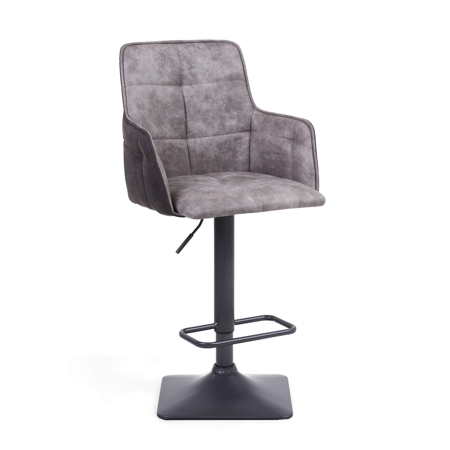 Pair of Odenia Bar Stools – Dual-Tone Suede Effect with Swivel & Height Adjustment