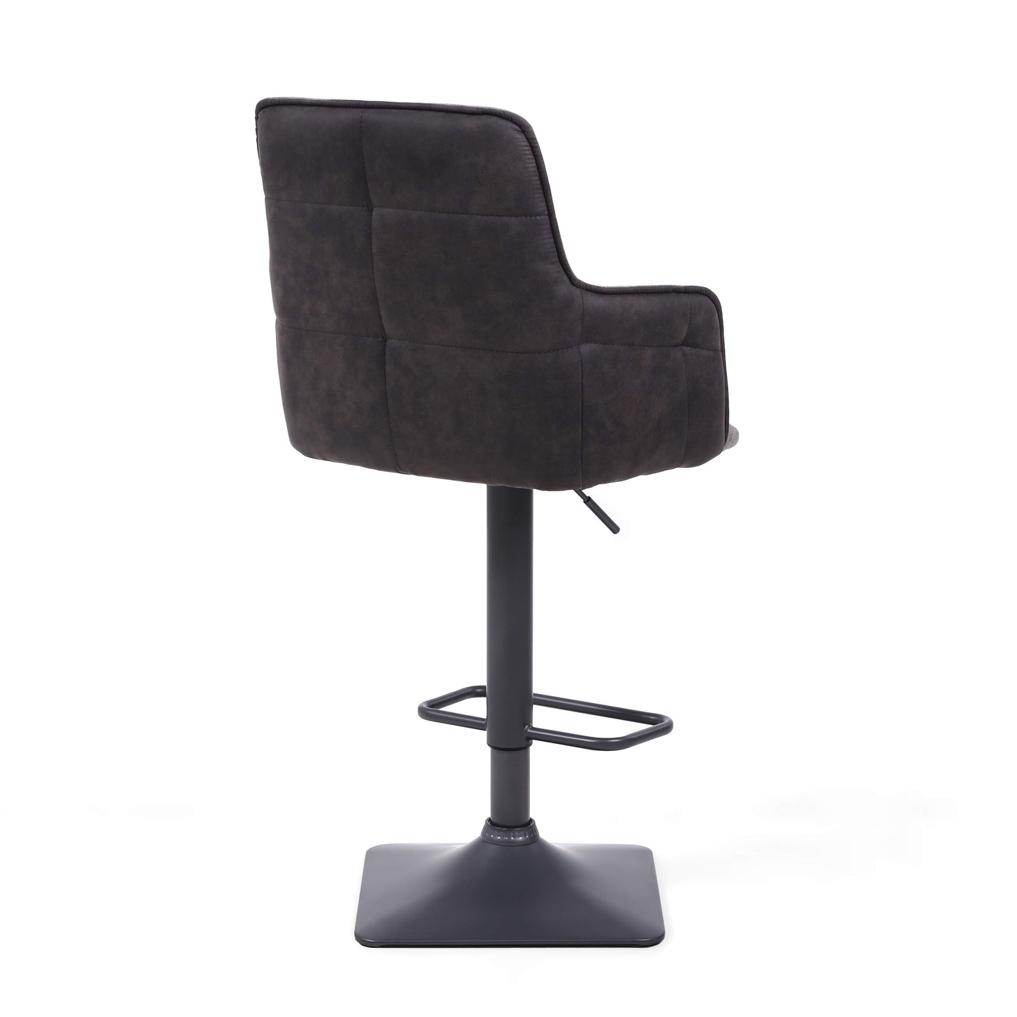Pair of Odenia Bar Stools – Dual-Tone Suede Effect with Swivel & Height Adjustment