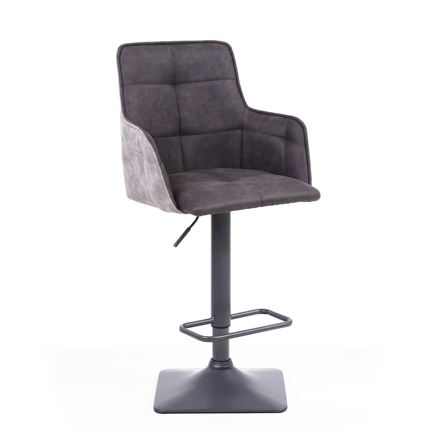 Pair of Odenia Bar Stools – Dual-Tone Suede Effect with Swivel & Height Adjustment