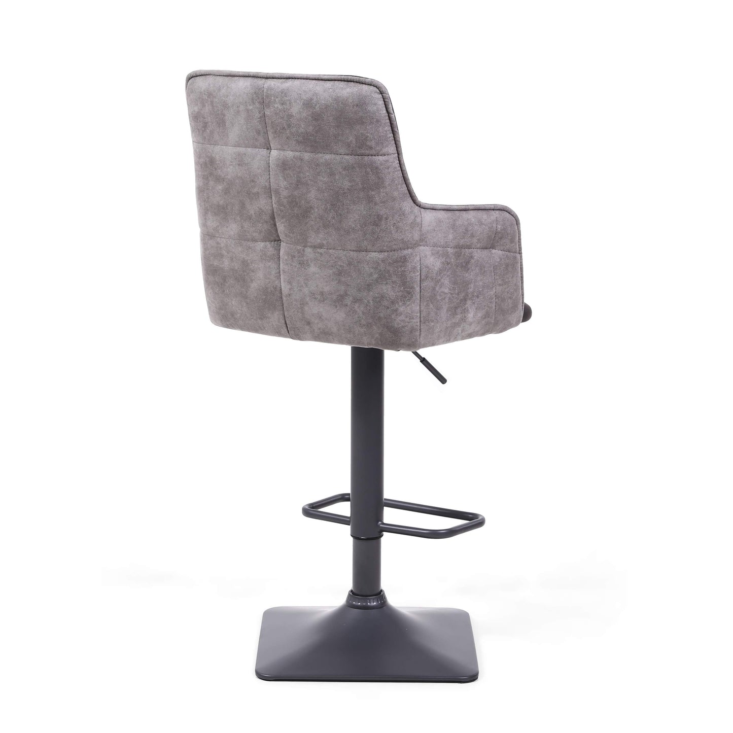 Pair of Odenia Bar Stools – Dual-Tone Suede Effect with Swivel & Height Adjustment