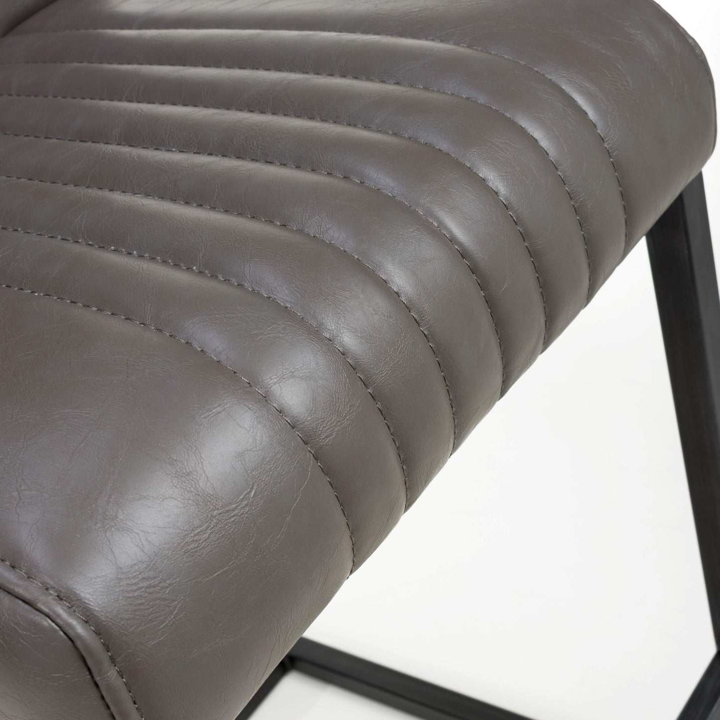 Pair of Arthur Bar Stools – Grey Leather Effect & Cantilever Legs