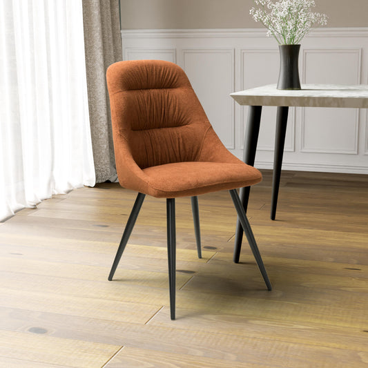 Pair of Courtney Dining Chairs – Leather or Linen Effect with Black Legs