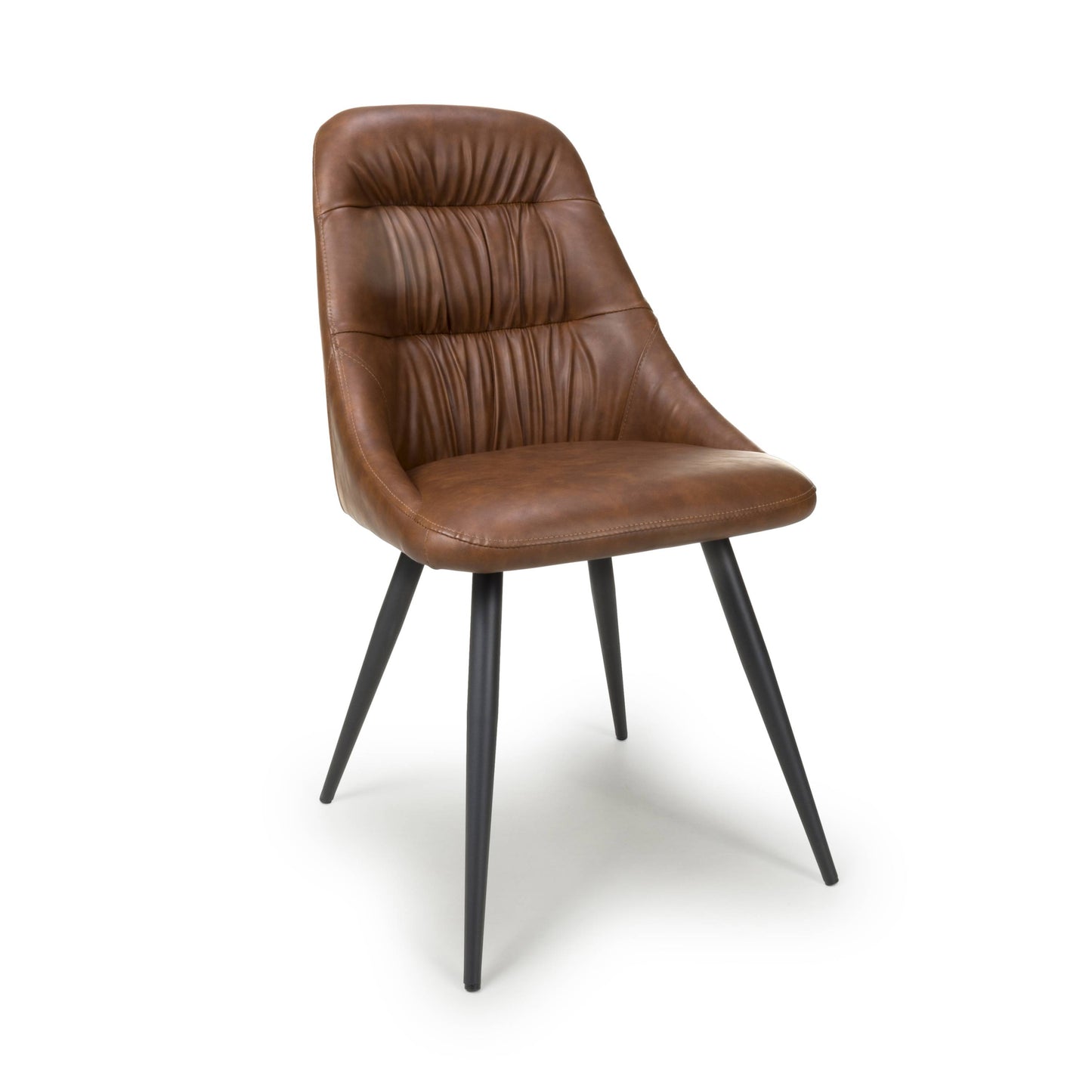 Pair of Courtney Dining Chairs – Leather or Linen Effect with Black Legs