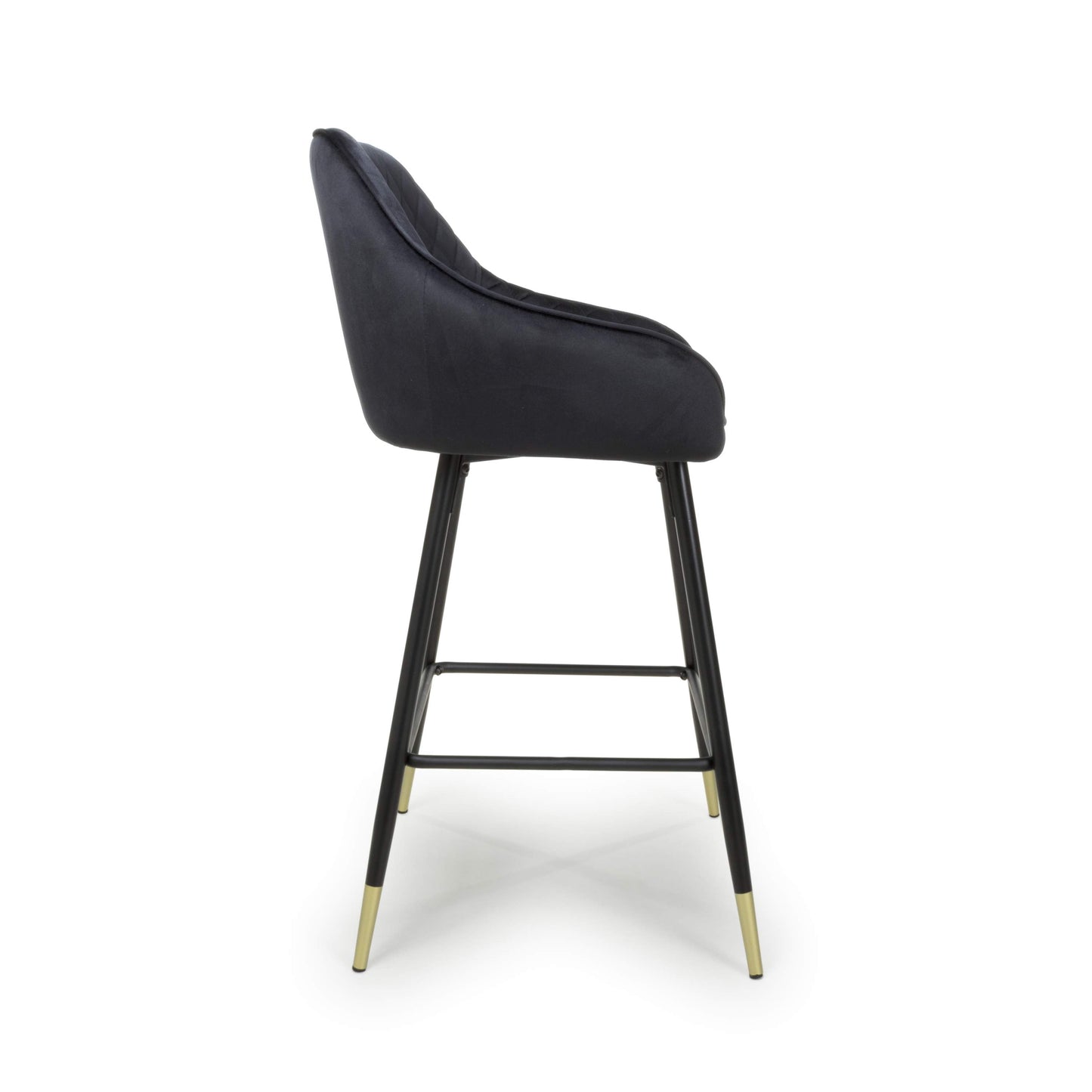 Pair of Gabby Bar Stools – Brushed Velvet with Gold Detail (3 Colours)