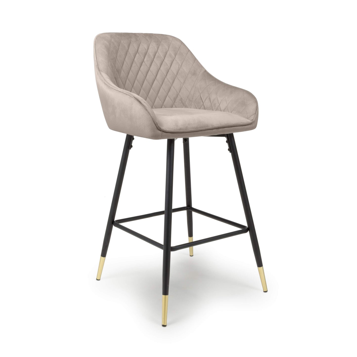 Pair of Gabby Bar Stools – Brushed Velvet with Gold Detail (3 Colours)