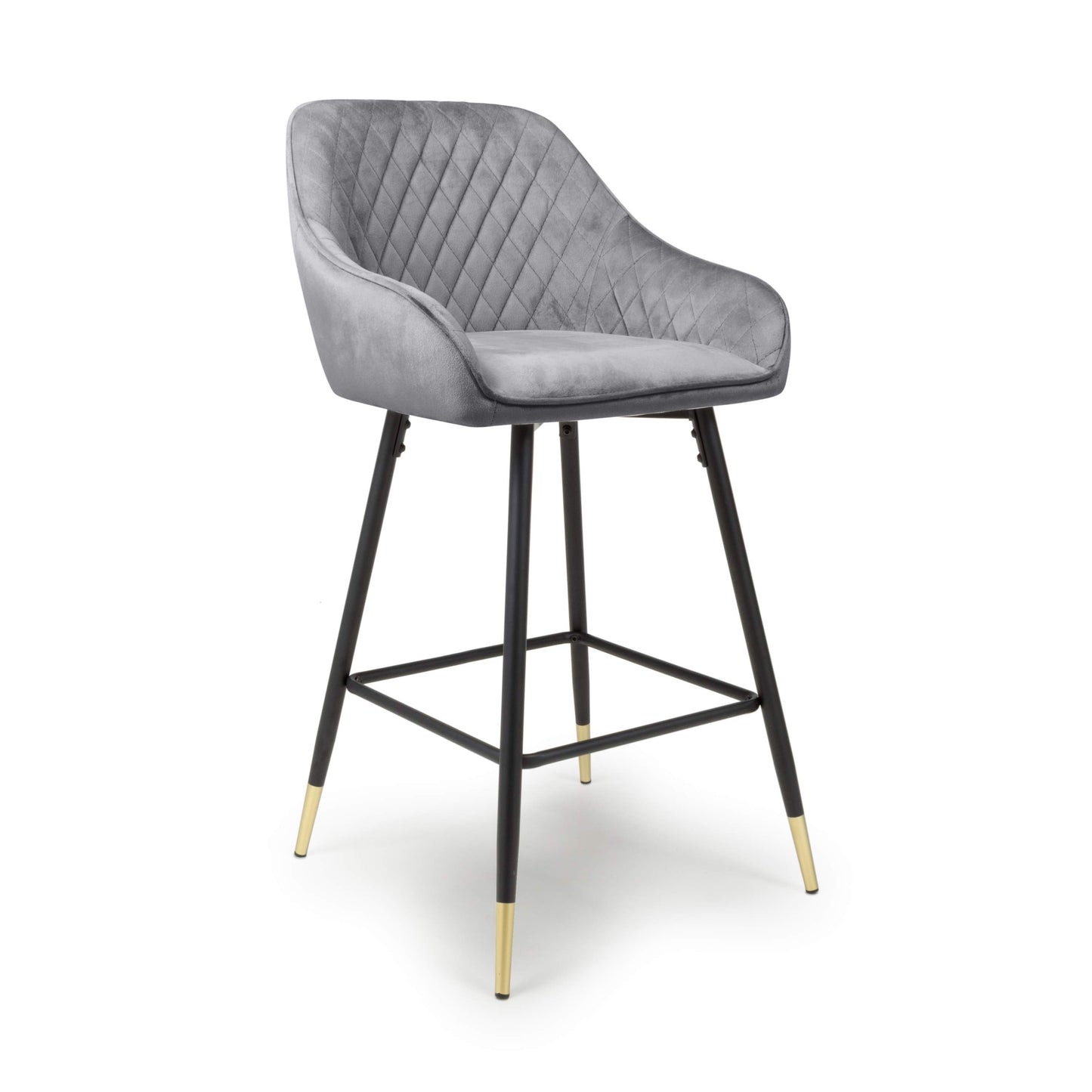 Pair of Gabby Bar Stools – Brushed Velvet with Gold Detail (3 Colours)