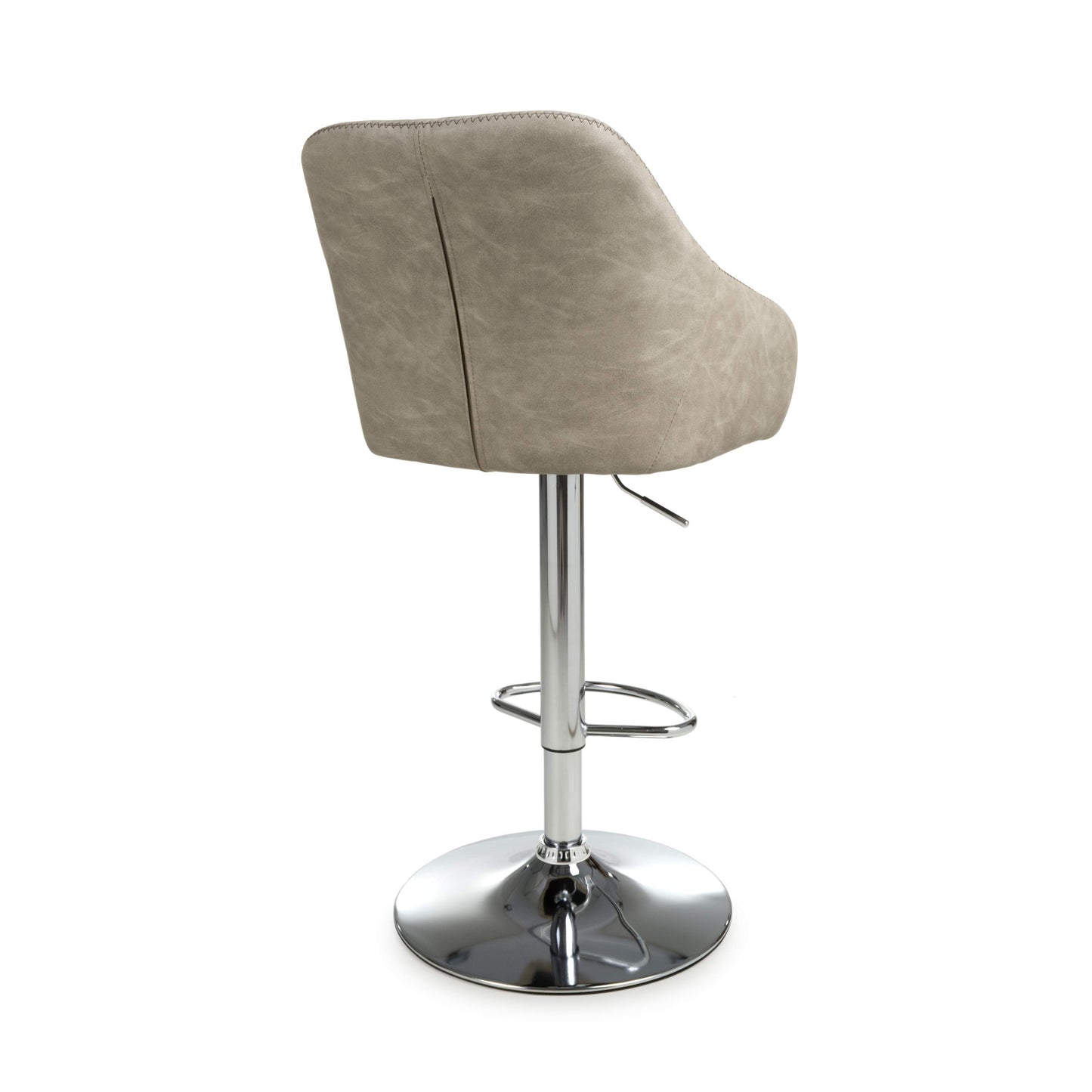 Pair of Martha Bar Stools – Leather Effect with Swivel & Gas Lift