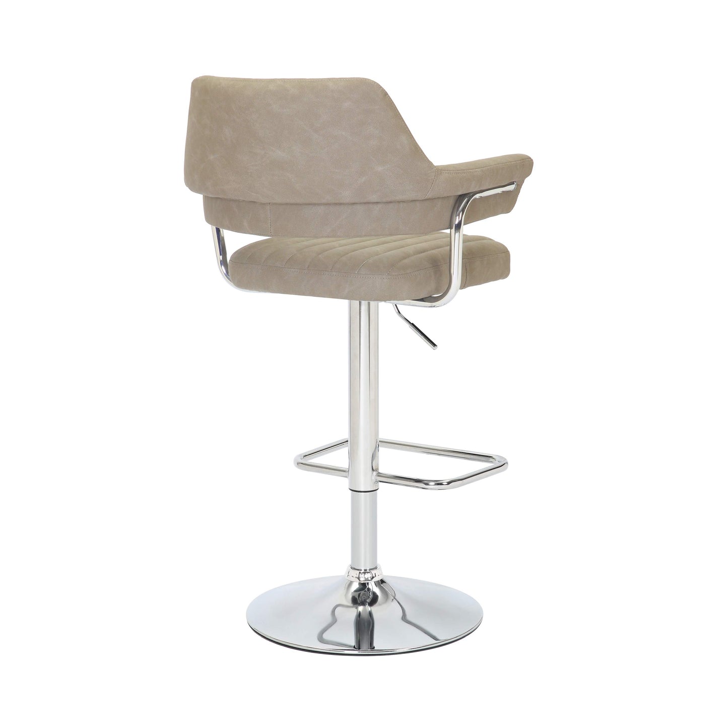 Pair of Celeste Bar Stools – Leather Effect with Chrome Base & Swivel