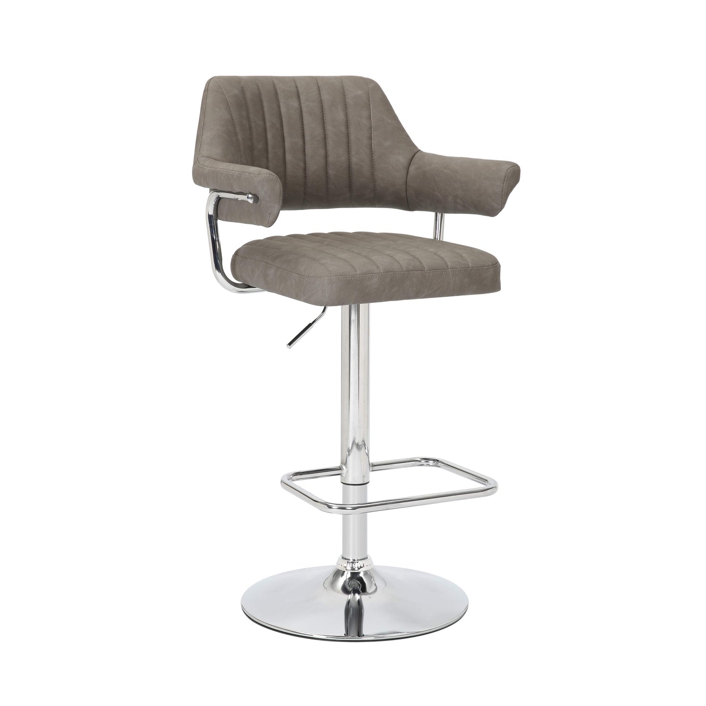 Pair of Celeste Bar Stools – Leather Effect with Chrome Base & Swivel