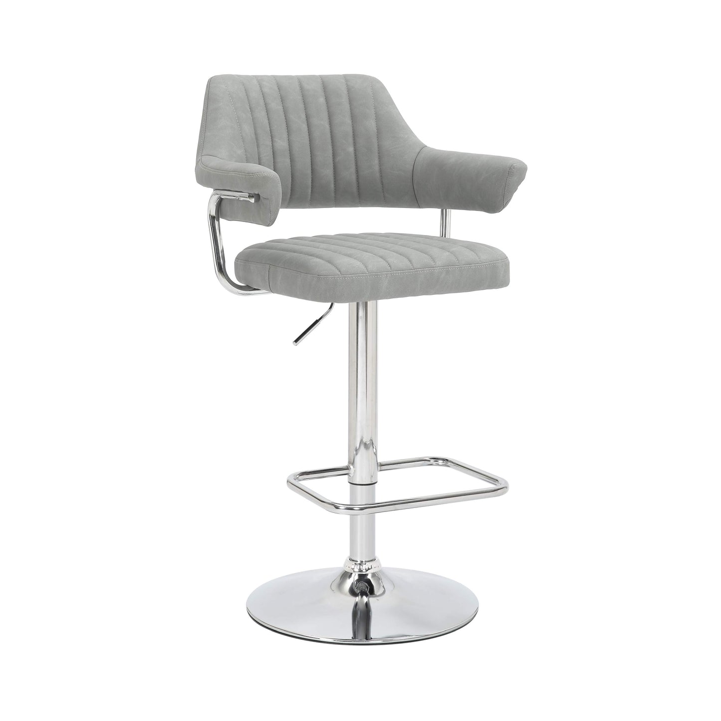 Pair of Celeste Bar Stools – Leather Effect with Chrome Base & Swivel