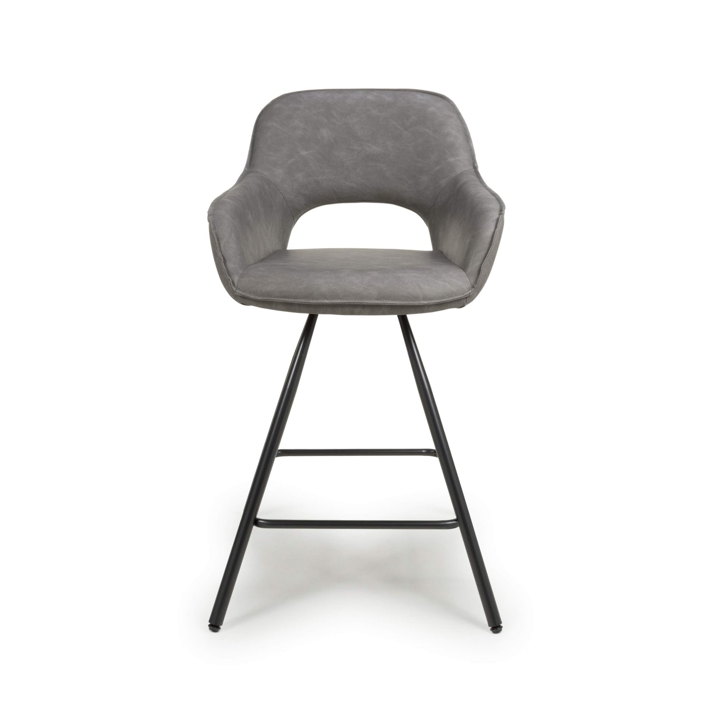 Pair of Toria Bar Stools – Leather Effect with Black Metal Frame (3 Colours)