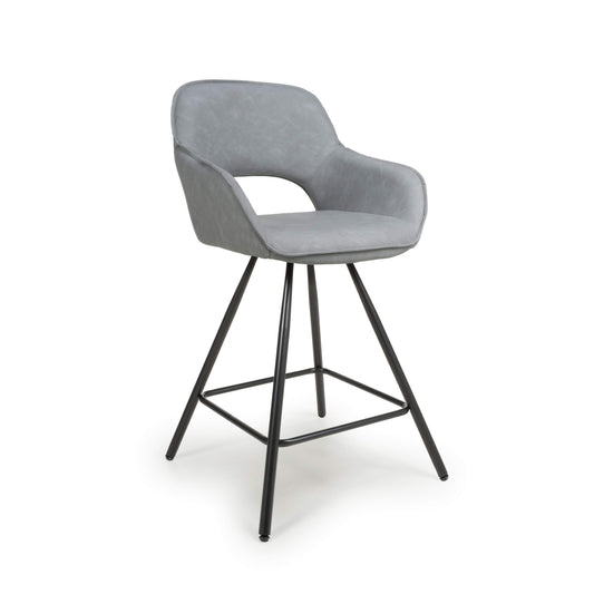 Pair of Toria Bar Stools – Leather Effect with Black Metal Frame (3 Colours)