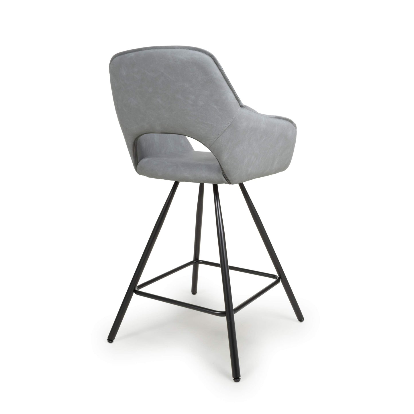 Pair of Toria Bar Stools – Leather Effect with Black Metal Frame (3 Colours)