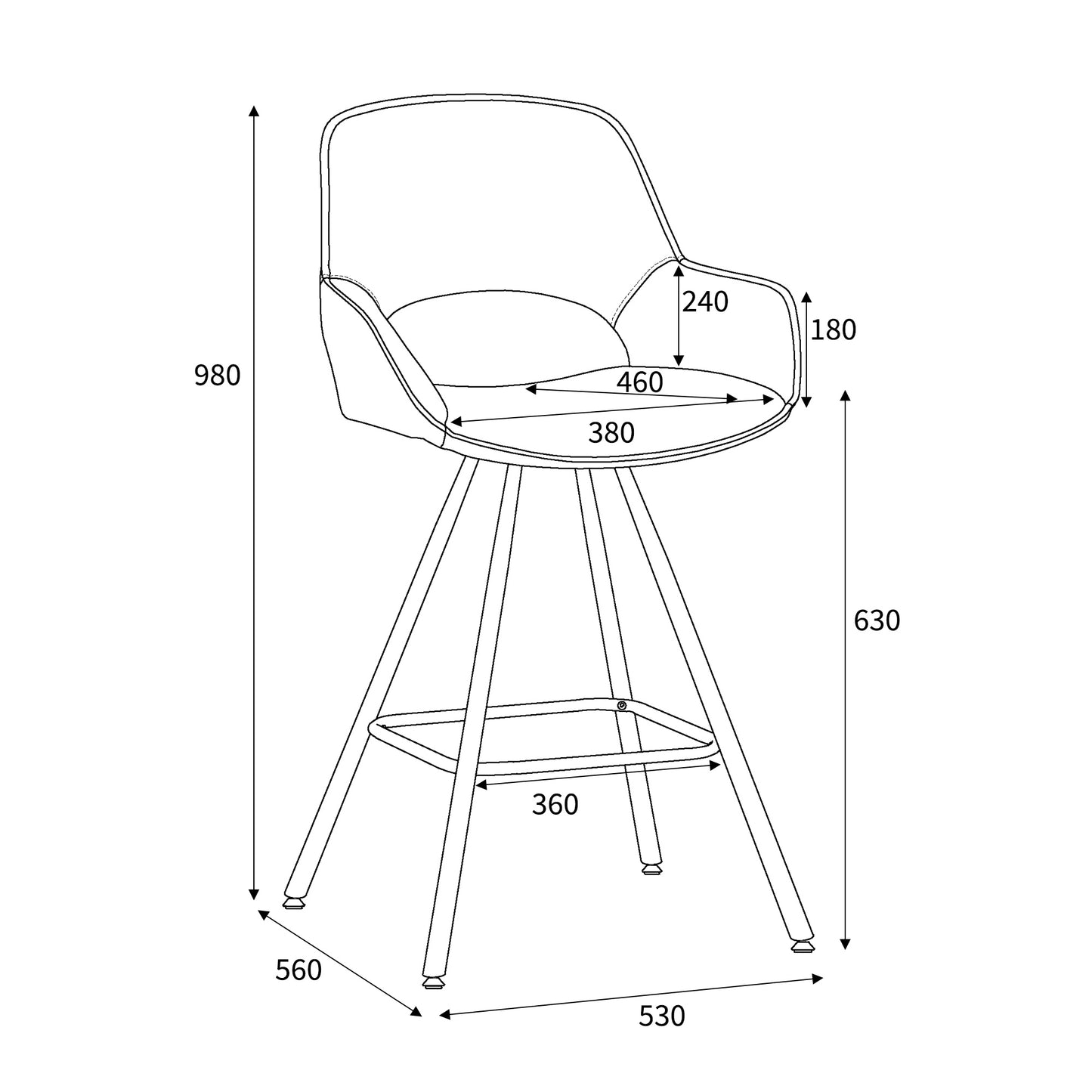 Pair of Toria Bar Stools – Leather Effect with Black Metal Frame (3 Colours)