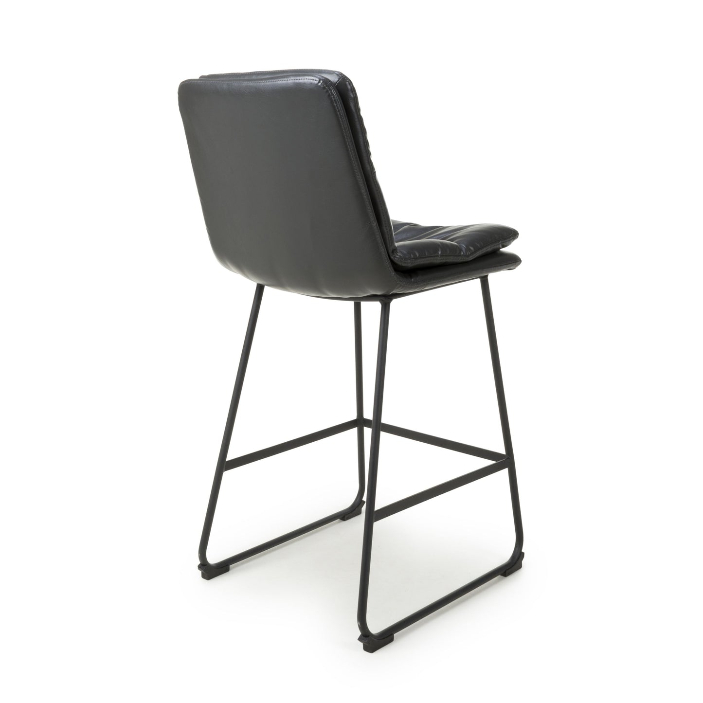 Pair of Audrey Bar Stools – Tan Leather Effect with Black Legs