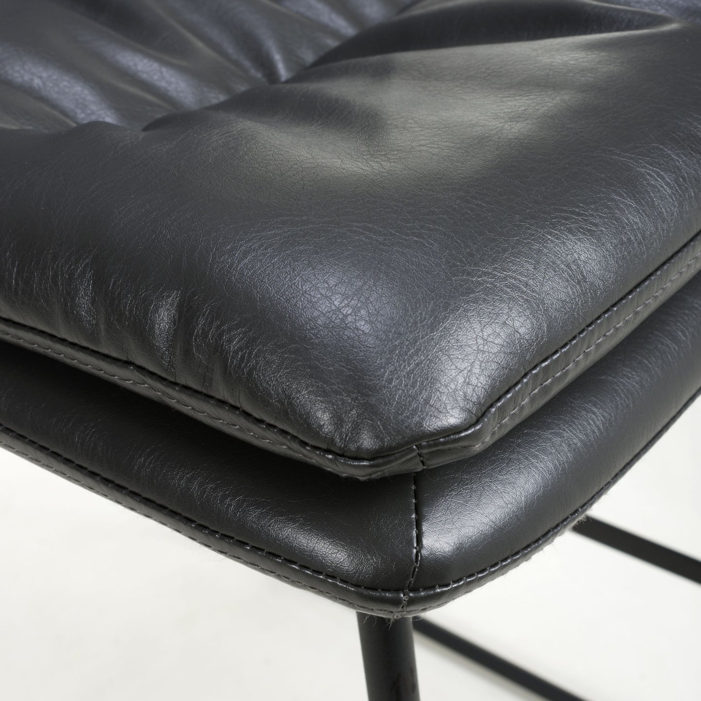 Pair of Audrey Bar Stools – Tan Leather Effect with Black Legs