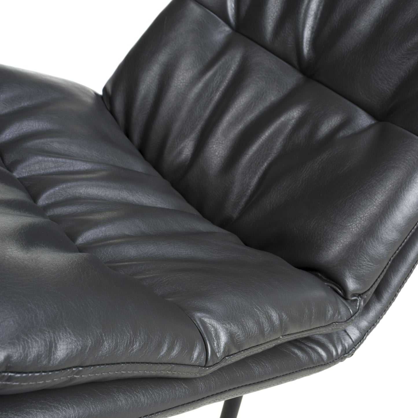 Pair of Audrey Bar Stools – Tan Leather Effect with Black Legs