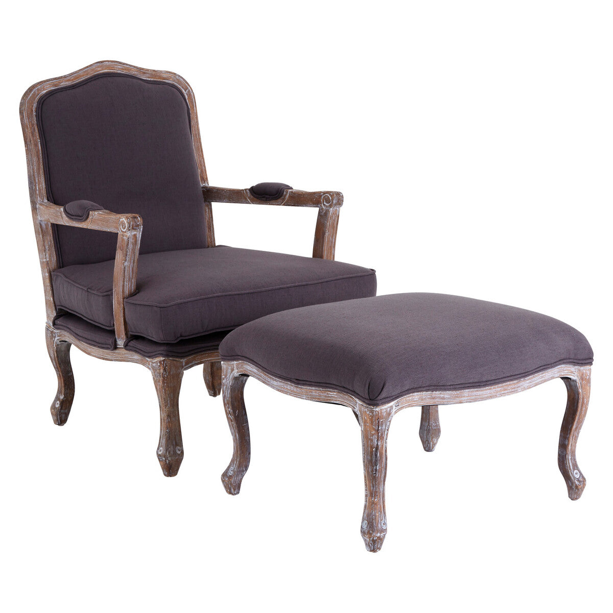 Regency Grey Linen Mix Chair and Footstool