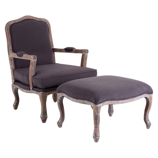 Regency Grey Linen Mix Chair and Footstool