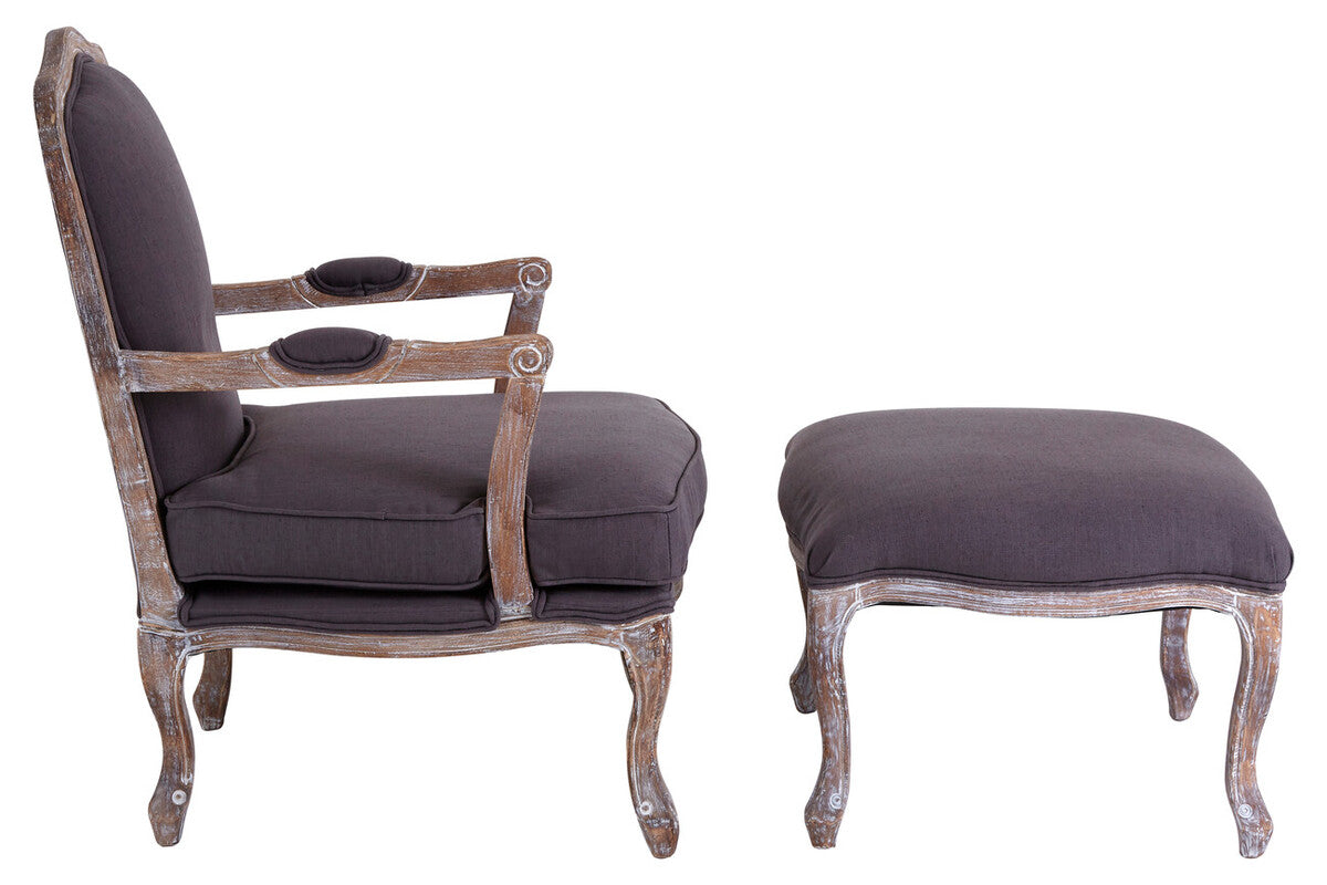 Regency Grey Linen Mix Chair and Footstool