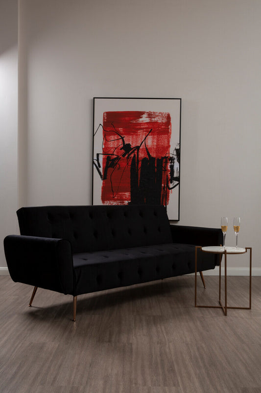 Harold Black Velvet Sofa Bed