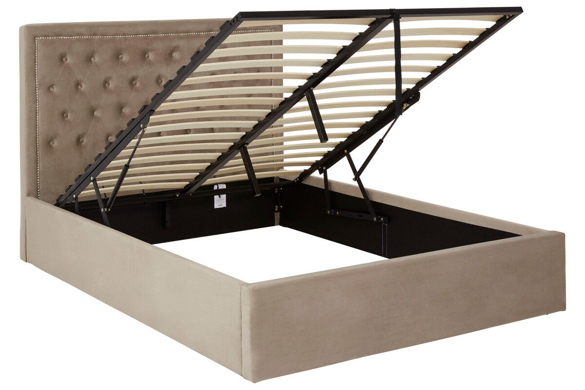 Hailey Velvet Double Ottoman Bed - Various Sizes & Colours