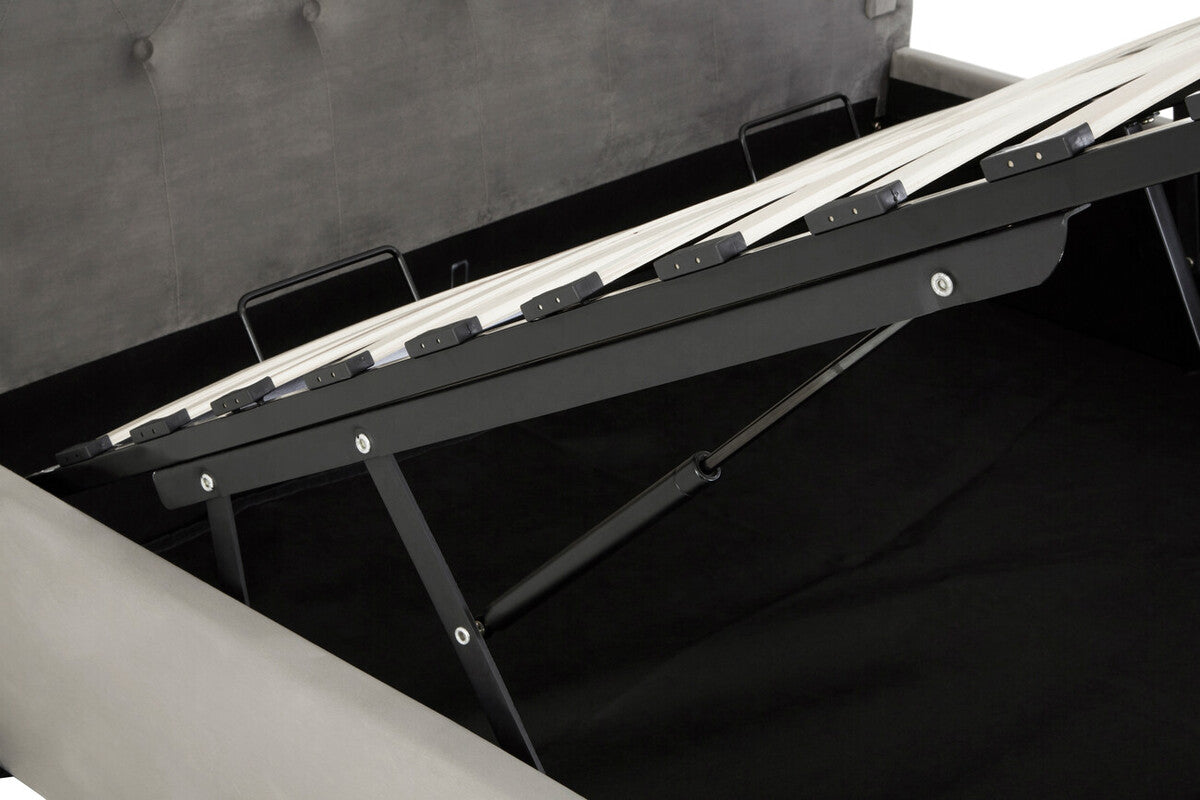 Edie Kingsize Ottoman Bed  Grey Velvet