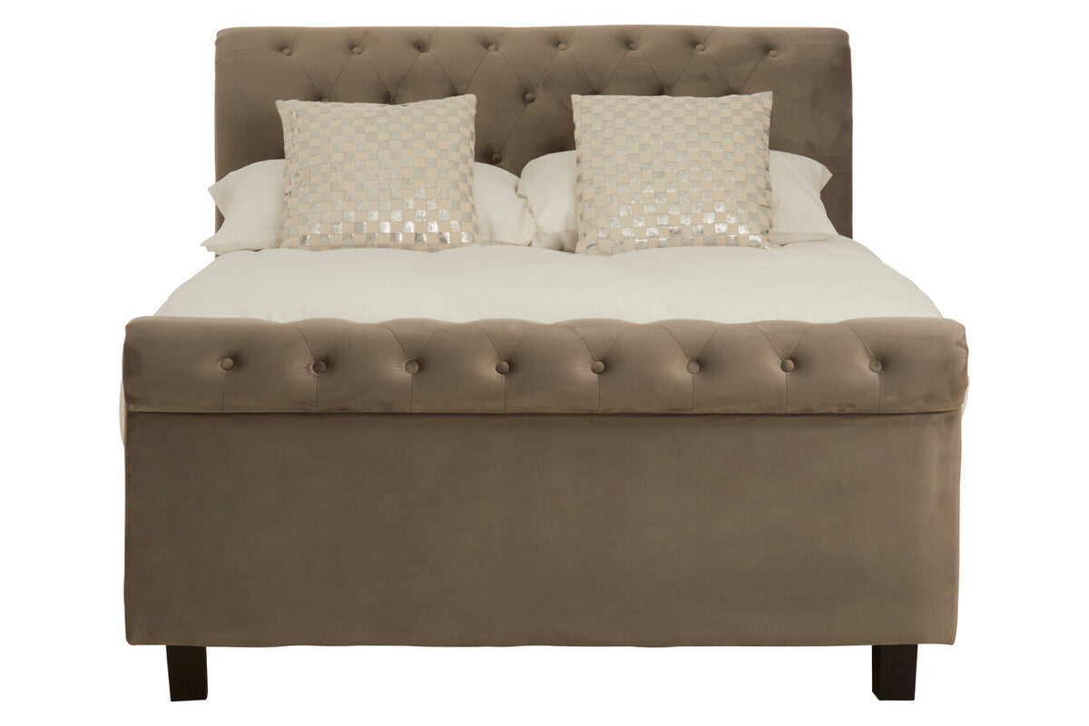 Florida Double Ottoman Bed Light Grey Velvet
