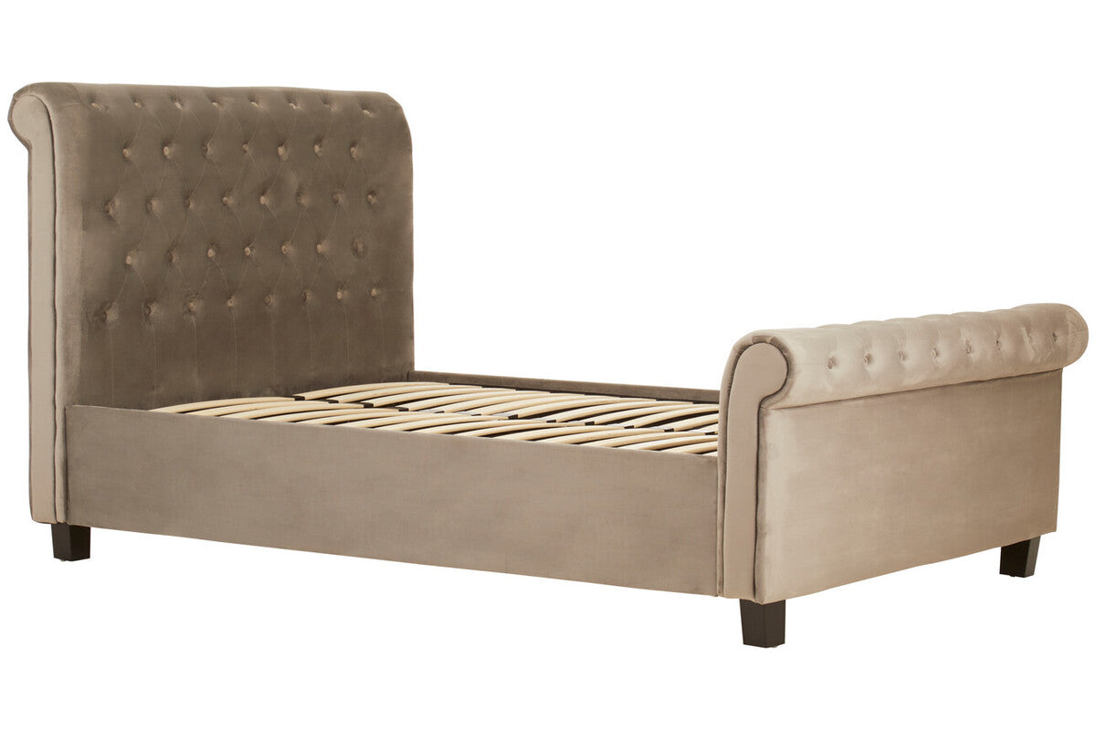 Florida Double Ottoman Bed Light Grey Velvet