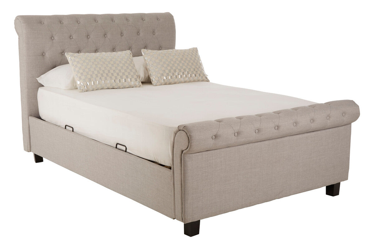 Florida Double Ottoman Bed Light Grey Velvet