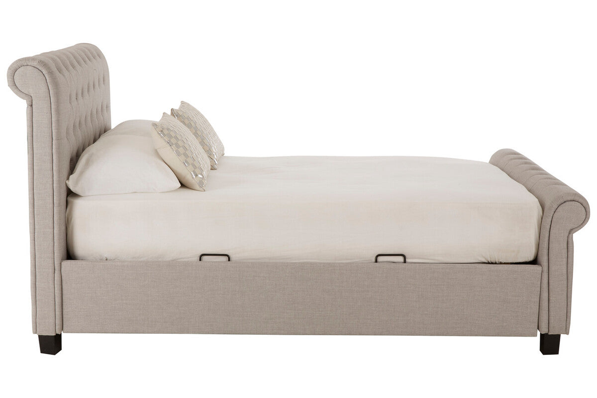 Florida Double Ottoman Bed Light Grey Velvet