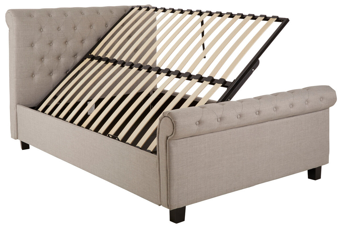 Florida Double Ottoman Bed Light Grey Velvet