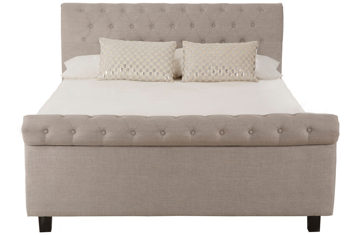 Florida Kingsize Ottoman Bed Light Grey Velvet