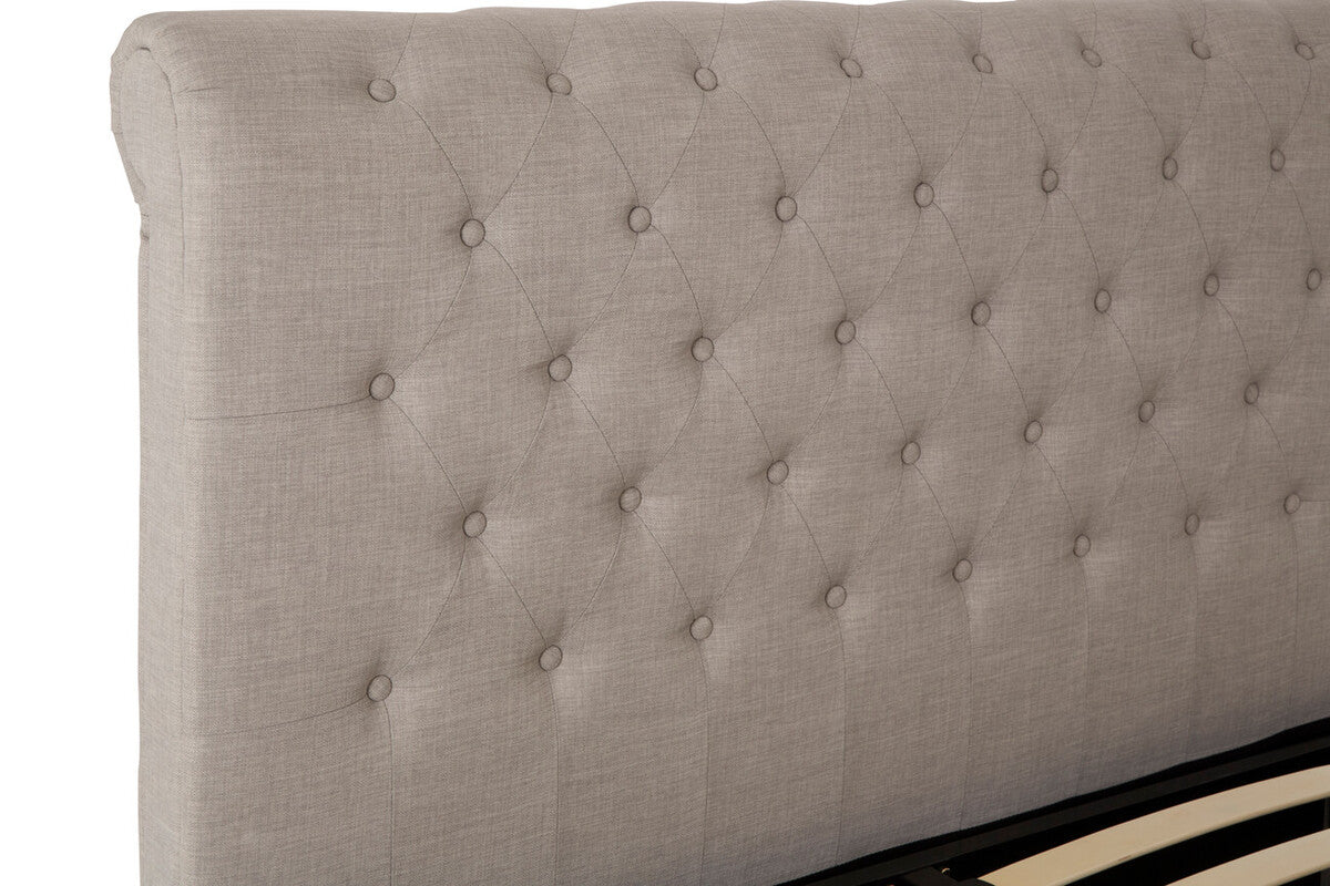 Florida Kingsize Ottoman Bed Light Grey Velvet