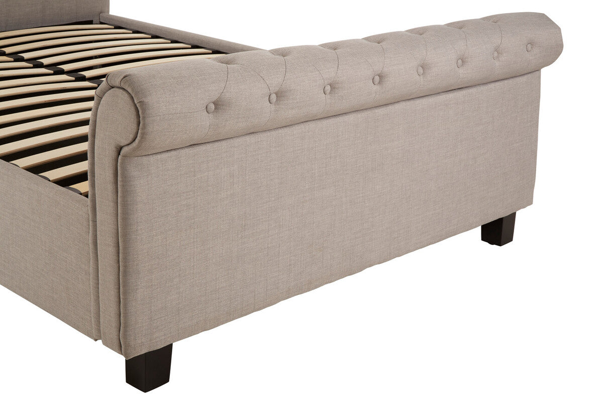Florida Kingsize Ottoman Bed Light Grey Velvet