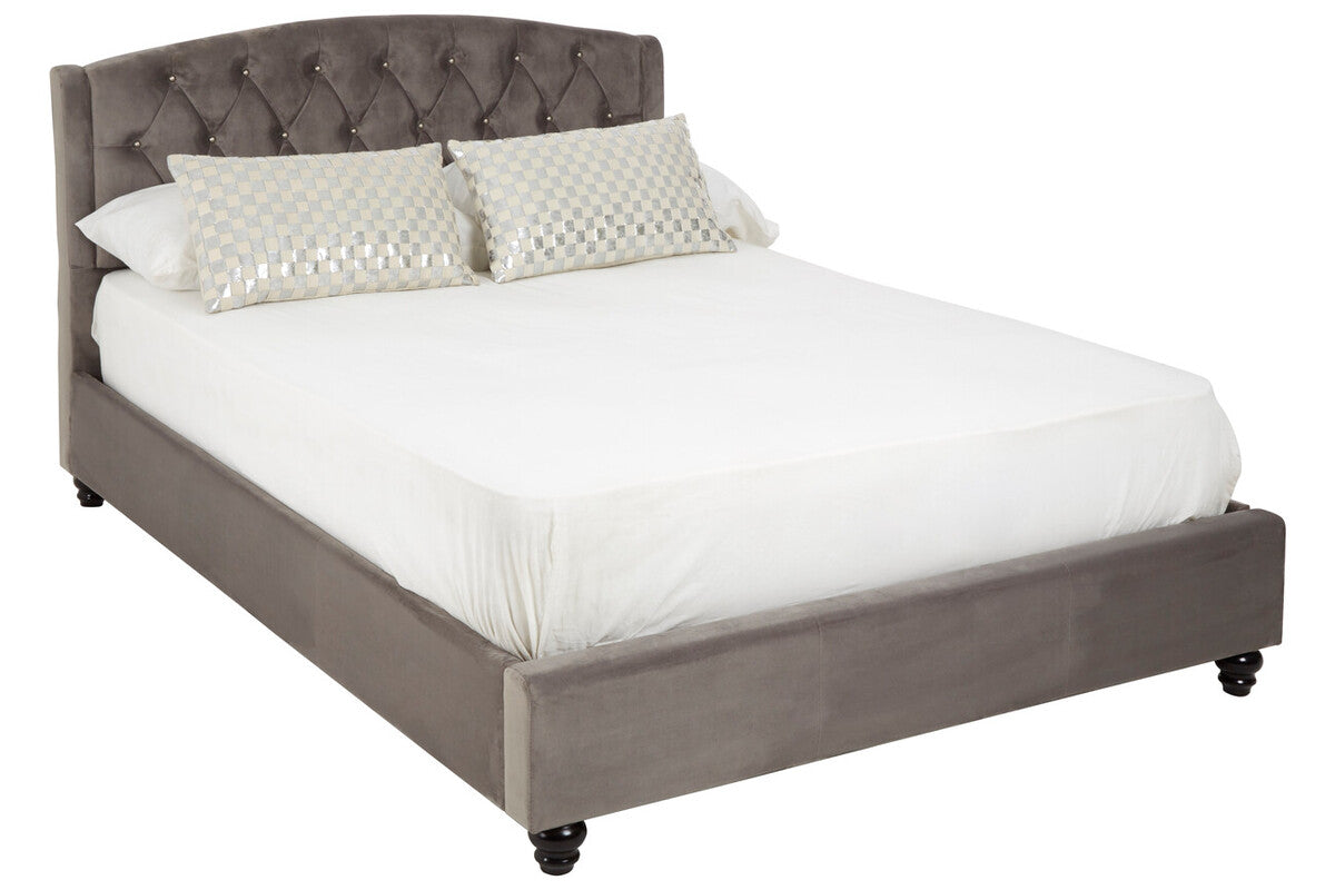 Beatrice Double Bed – Velvet in Cream or Grey